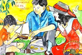 Свистунов Павел, 10 лет, «Прочный мир и  счастье»,  б., акварель, ОШ, с. Прямая Балка, Дубовский р-н, Волгоградская обл. 
