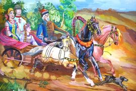 Семёнова Татьяна, 14 лет, «Ах, эта свадьба!», б., гуашь, ДШИ, г. Камышин, Волгоградская обл.