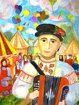 Телегина Анна, 13 лет, «Весёлая ярмарка», б., гуашь, ДХШ, г. Шуя,  Ивановская обл.
