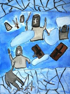 Высочин Владислав, 10 лет, Ледовое побоище, б., гуашь, преп. Степанова Е.Е.