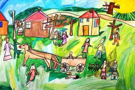 Гусакова Елизавета, 7 лет, «Русская деревня», б., смеш. тех., преп. Степанова Е.Е.
