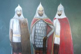 Могилина Соня, 12 лет, «Александр Невский разрабатывает план битвы», б., акв. карандаши, преп. Степанова Е.Е.