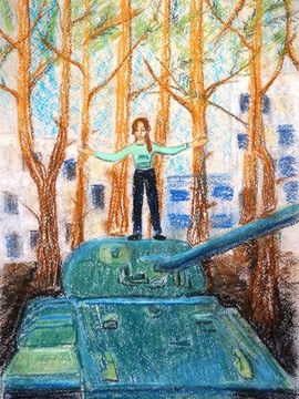 Шмал Ангелина, 11 лет, «В городском парке», б., пастель, преп. Иваничкина Т.Г. 
