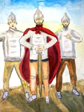Шурупов Илья, 13 лет, «Александр Невский с дружиной», б., акварель, преп. Заколоворотная Я.В.
