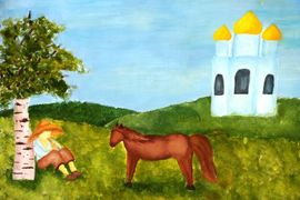 Еркнапешян  Виктория, 13 лет, «Пастух», б., гуашь, преп. Сухорукова Л.Г.