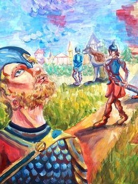 Тамарова Вероника, 15 лет, Перед боем, б., гуашь, преп. Акулова Н.В.