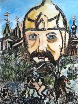 Дьяков Евгений, 11 лет, Велики подвиги твои для Руси, князь Александр Невский, б., смеш. тех., преп. Маланин Ю.Т. 