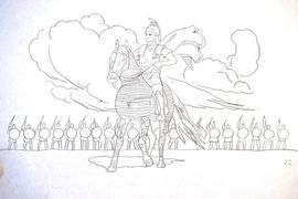 Любишкина Дарья, 12 лет, «Александр Невский перед Ледовым побоищем», б., карандаш, преп. Маланин Ю.Т.