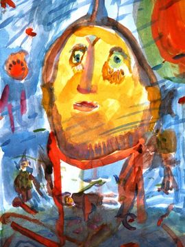 Сидоров Всеволод, 7 лет, «Александр Невский перед Ледовым побоищем», б., акварель, преп. Маланин Ю.Т.