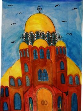 Караваева Полина, 10 лет, «Храм Александра Невского», б., смеш. тех.,  преп. Ковешникова Т.В