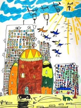 Кузнецов Константин, 6 лет, «Храм Александра Невского в Волгограде», б., фломастеры, преп. Ковешникова Т.В.
