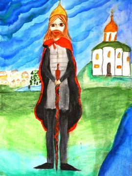Лазариди Полина, 11 лет, « Александр Невский», б., акварель, преп. Ковешникова Т.В.