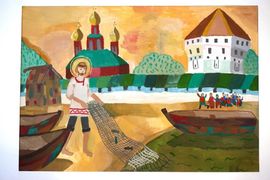 Самарина Лина, 11 лет, На Плещеевом озере, б., гуашь, преп. Самарина Л.Ю.