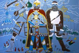 Чепелев Илья, 9 лет, Александр Невский перед боем, б., фломастеры, преп. Ковешникова Т.В.