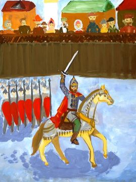 Вяткина Анастасия, 12 лет, «Возвращение в Новгород», б., гуашь, преп. Чивеленкова П.М.