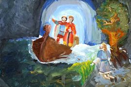 Заботина Мирослава, 8 лет, «Явление Бориса и Глеба», б., гуашь, Ковтун А.О.