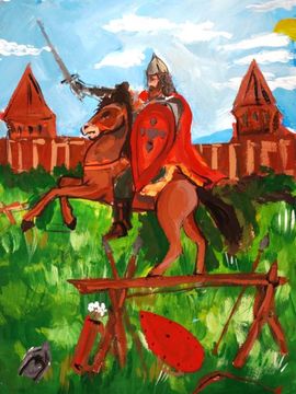 Зайка Ангелина, 12 лет, «Тренировочный бой», б., гуашь, преп. Чивеленкова П.М.