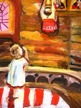 Иманова Зехра, 8 лет, «Мольба», б., гуашь, преп. Ковтун А.О.
