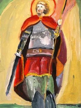 Матюнина Дарья, 7 лет, «Портрет Невского в доспехах», б., гуашь, преп. Ковтун А.О.