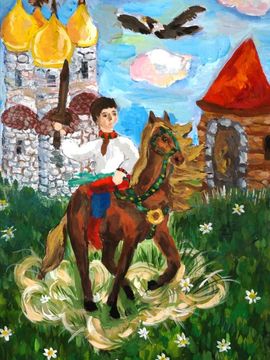 Мищенко Софья, 10 лет, «Детство Александра», б., гуашь, преп. Чивеленкова Е.В. 