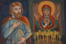 Лях Ева, 13 лет, «Молитва князя Александра перед Ледовым побоищем», б., гуашь, г. Невинномысск, Ставропольский край