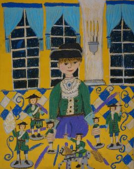 Букрина Анна, 9 лет, «Игра в солдатики», б., пастель, ДШИ,  с. Лузино, Омская обл.