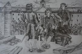 Клязьмина  Аделина, 12 лет,«Исторические события эпохи Петра I», б., гел.ручка, ДХШ, г. Иваново