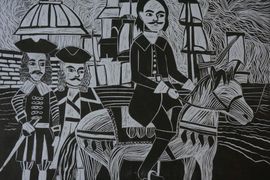 (3 м.) Рубе Мария, 13 лет, «Пётр I в Санкт- Петербурге», б., линогравюра,  ДШИ,  с. Лузино, Омская обл.