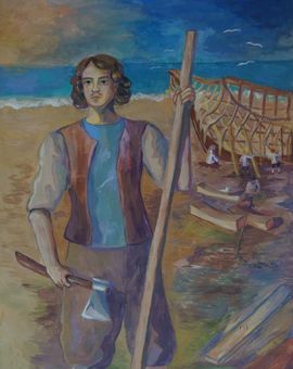 Михайлова Анастасия, 13  лет, Рождение флота», б., гуашь, ХШ им. В.А. Серова, г. Тверь