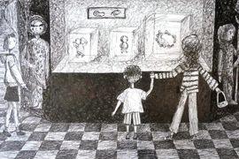 Авдиенко Полина, 13 лет, «Кунсткамера», б., гелевая ручка, линеры, ДХШ,  г.Изобильный, Ставропольский край.