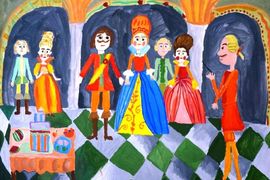 Лебедева Анна, 9 лет, «Петр на балу», б., гуашь, ВОДХГ, г. Волгоград.