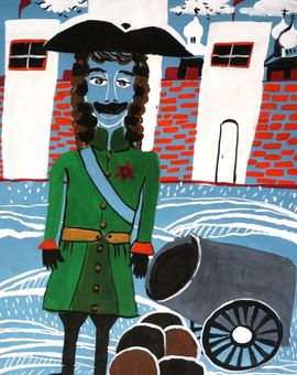 Олькина Арина, 10 лет, «Пётр I», б., гуашь, ДШИ, с. Лузино, Омская обл.
