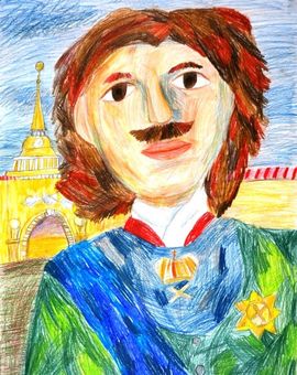 Острякова Аня, 8 лет, «Мечты  Петра», б., цв. карандаши, ДХШ, г. Иваново.
