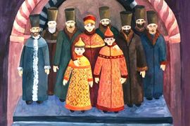 Ситникова  Варвара, 14 лет, «Юные царевичи, Петр и Иоанн перед народом», б., гуашь, г. Невинномысск, Ставропольский край