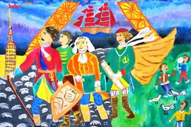 Шуралёва Дарина, 10 лет, «Команда Петра 1», б., гуашь, ДШИ, п. Красная Горбатка, Владимирская обл.