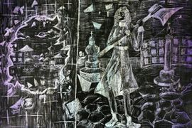 Вавилова Анна, 14 лет, «Пётр и окно», граттаж, ДХШ, г. Иваново