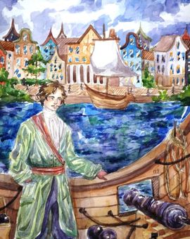 Кунегина Ирина, 15 лет, «Молодой Пётр в Голландии», б, гуашь, «ХШ им. В.А. Серова», г. Тверь