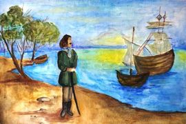 Лещина София, 13 лет, «У моря», б., акварель, ДШИ №1, г. Маркс