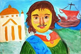 Жубрина Полина, 10 лет, «Период взросления Петра I», б., гуашь, ДШИ, г. Николаевск