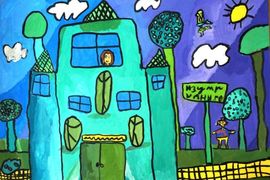 Битюкова Виолетта, 7 лет, «Волшебный город», б., гуашь, ВОДХГ, г. Волгоград