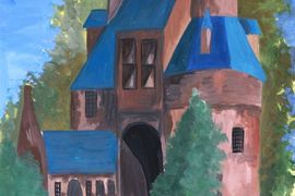 Ушакова Анна,14 лет, «Средневековый замок», б., гуашь, ДШИ, р.п. Чернышковский, Волгоградская обл.