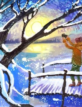 Пименова Дина, 14 лет, Зимний вечер», горячий батик, преп. Просветина Н