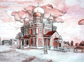 Тяпкина Ангелина, 14 лет, Храм в честь Покрова Пресвятой Богородицы г. Саратов, б., смеш. техника, преп. Просветина Н. И