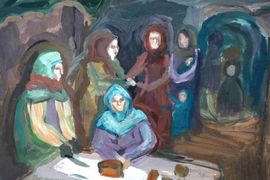 Авдеева Алина, 14 лет, «Хлебные карточки», б., гуашь, ДШИ, г. Камышин, Волгоградская обл.