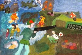 Арефьева Полина, 11 лет, «Бой», б., гуашь,  ХШ им. В.А. Серова, г. Тверь