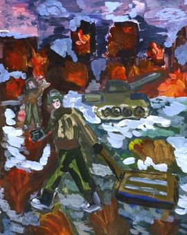 Буравнёва Екатерина, 9 лет, «Горячий снег Сталинграда», б., гуашь, ДХШ №6, г.Междуреченск, Кемеровская обл.