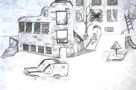 Воронова Софья, 13 лет, «Блокада», б., карандаш, ДШИ Тоцкого района, Оренбургская обл.