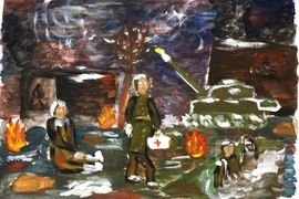 Коваленко Алиса, 10 лет, «Поле боя», б., гуашь, ДХШ №6, г.Междуреченск, Кемеровская обл.