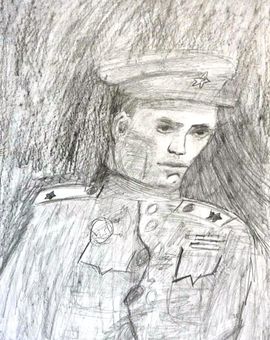 Мавленко Иван, «Колесников А.Д. – участник Сталинградской битвы», б., карандаш, ДШИ, п. Иртышский, Омская обл. (1)