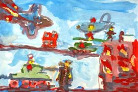 Терновой Андрей, 7 лет, « Герой В.Л. Попов», б., акварель, СДШИ, г. Серафимович, Волгоградская обл.